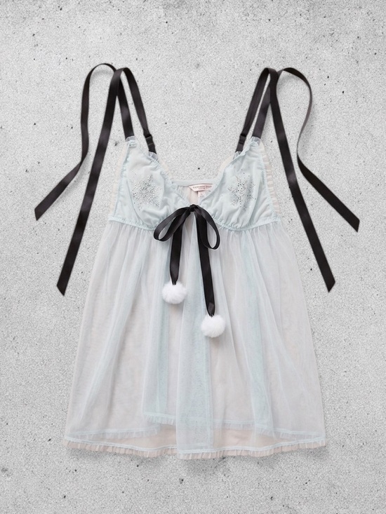 Victoria's Secret Other - Victoria's Secret Snowflake Embellished Mesh Babydoll